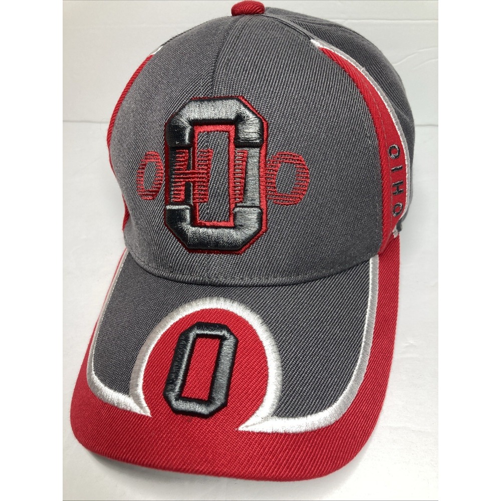 Ohio State Buckeyes Cap Hat Adult Gray Red Adjustable‎ Big "O" Go Bucks!